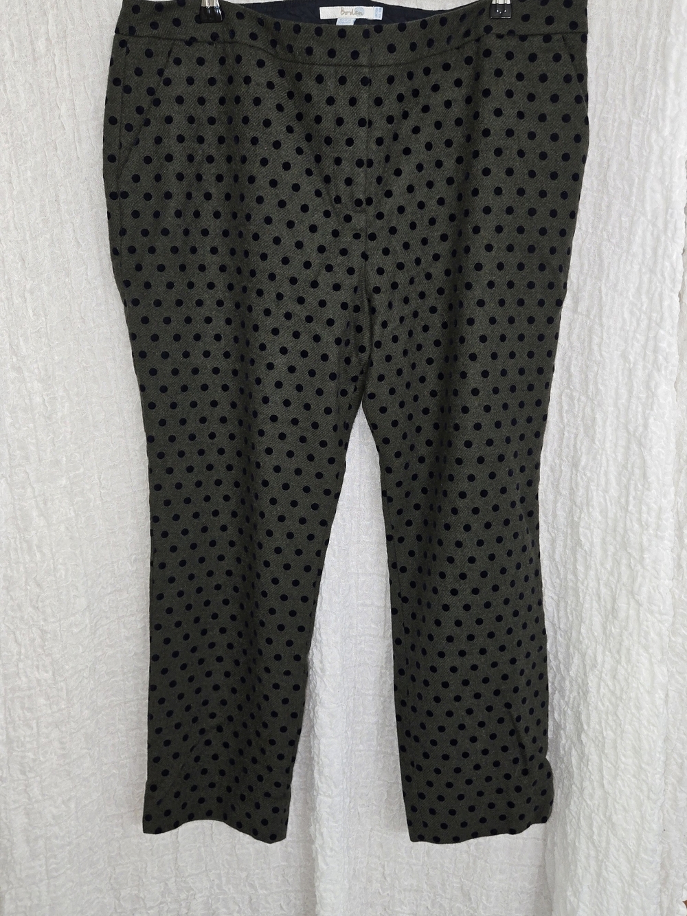 Boden Size 16 Olive Green Polka Dot Women's Pants